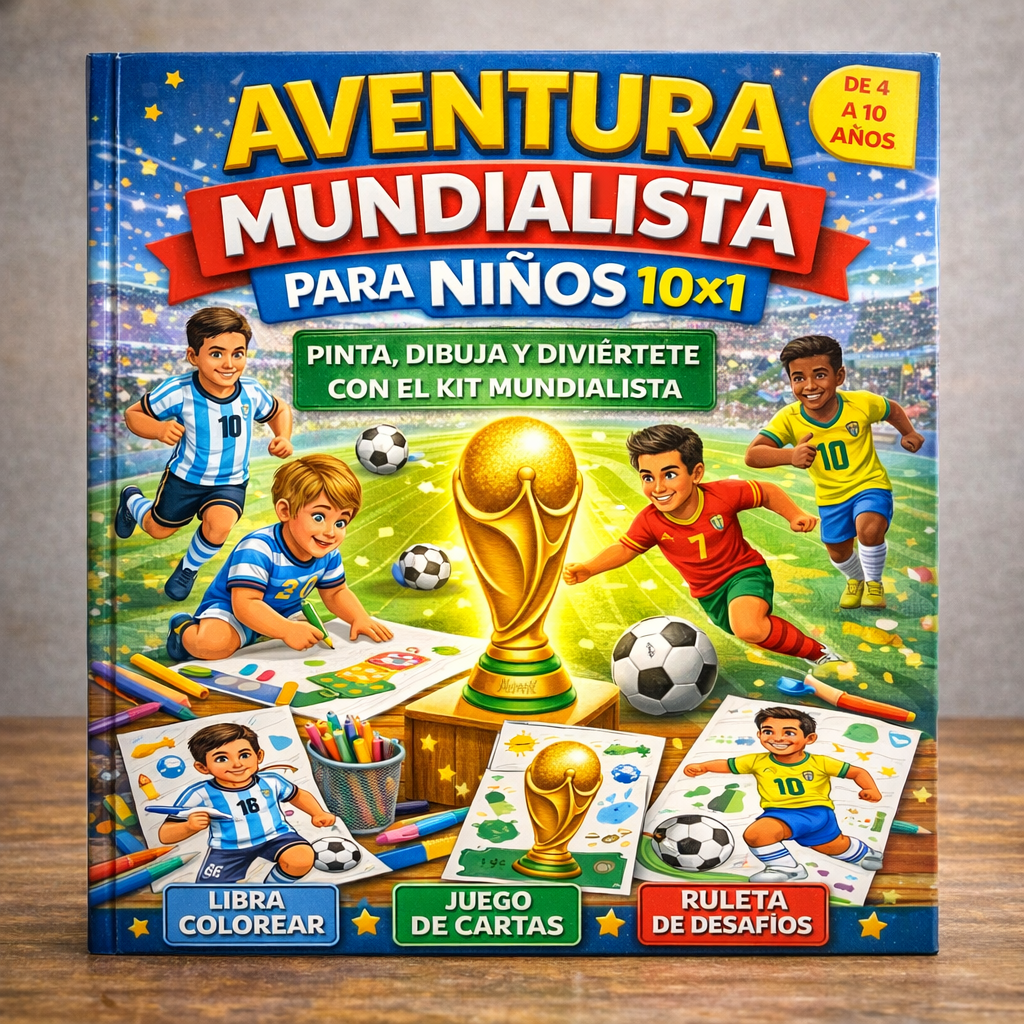 KIT MUNDIAL PARA NIÑOS (APRENDE, JUEGA Y COLOREA + 10 BONUS DE REGALO)